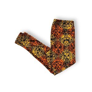 Lularoe Halloween Leggings Sugar Skull Dia De Los Muertos Yellow Orange T/C